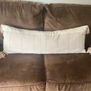 Threshold large lumbar cream beige pillow with tassels